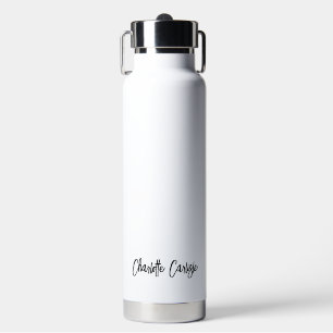 Elegant Hand Lettered Script Black Modern Water Bottle