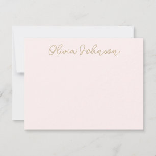 Elegant Hand Lettered Script Gold Pink Note Card