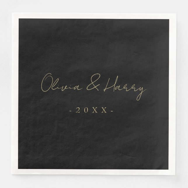 Elegant Hand Lettered Script Wedding Paper Napkin (Front)