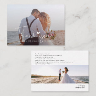 Elegant Hand-Lettered Wedding Photo Thank You Card