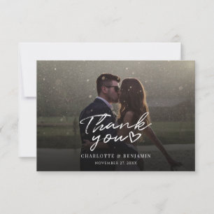 Elegant Hand-Lettered Wedding Photo Thank You Card