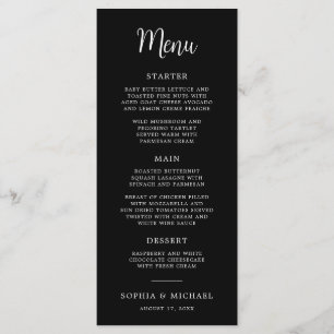 Elegant Hand Lettering Black White Wedding Menu