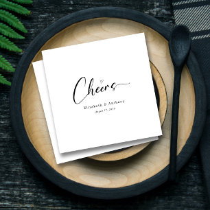 Elegant Hand-Lettering Cheers Personalized Wedding Napkin