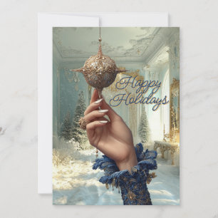 Elegant Hand & Ornament Holiday Card