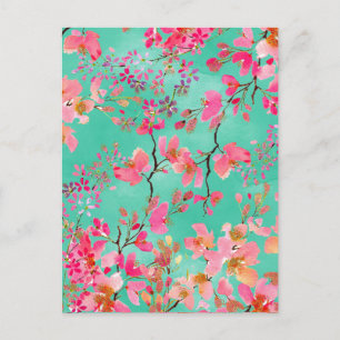 Elegant hand paint watercolor spring floral postcard