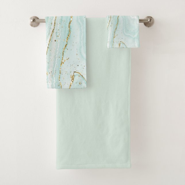 elegant hand painted liquid marble design with gli bath towel set (Insitu)