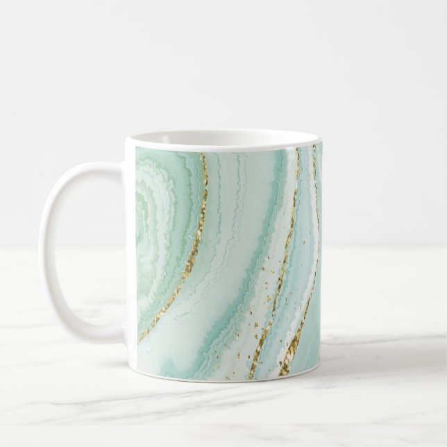elegant hand painted liquid marble design with gli coffee mug (Left)