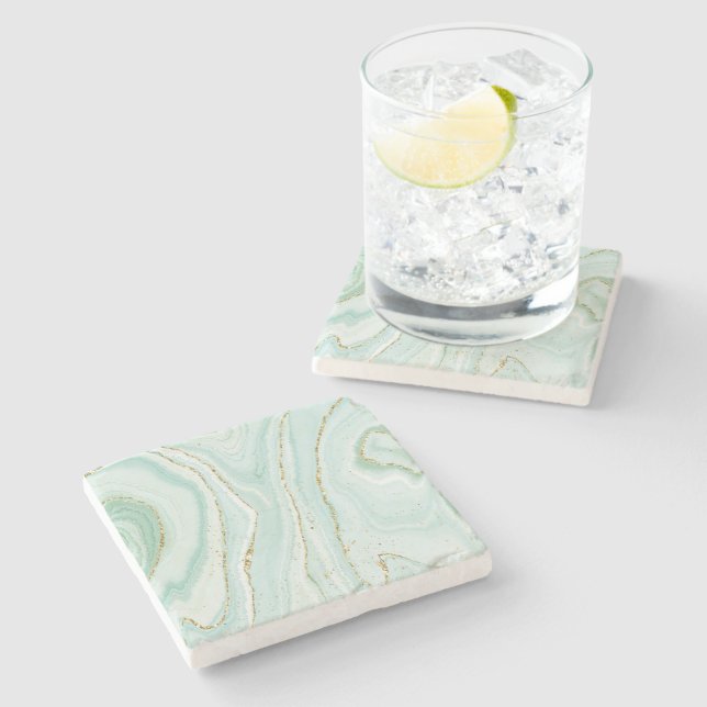 elegant hand painted liquid marble design with gli stone coaster (Side)