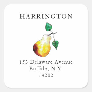Elegant Hand-Painted Pear Return Address Label