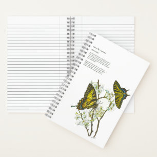 Elegant Hand Painted Yellow Swallowtail  Notebook