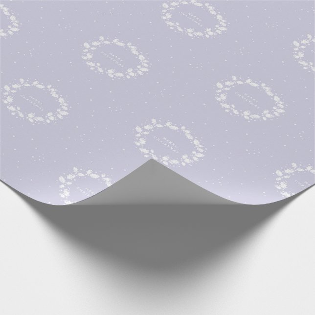 Elegant Hand Printed Purple Christmas Holly Wreath Wrapping Paper (Corner)