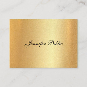 Elegant Hand Script Calligraphy Faux Gold Plain Business Card