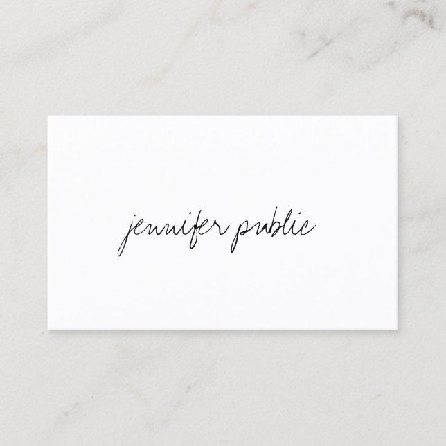 Elegant Hand Script Modern Minimalist Template Business Card (Front)