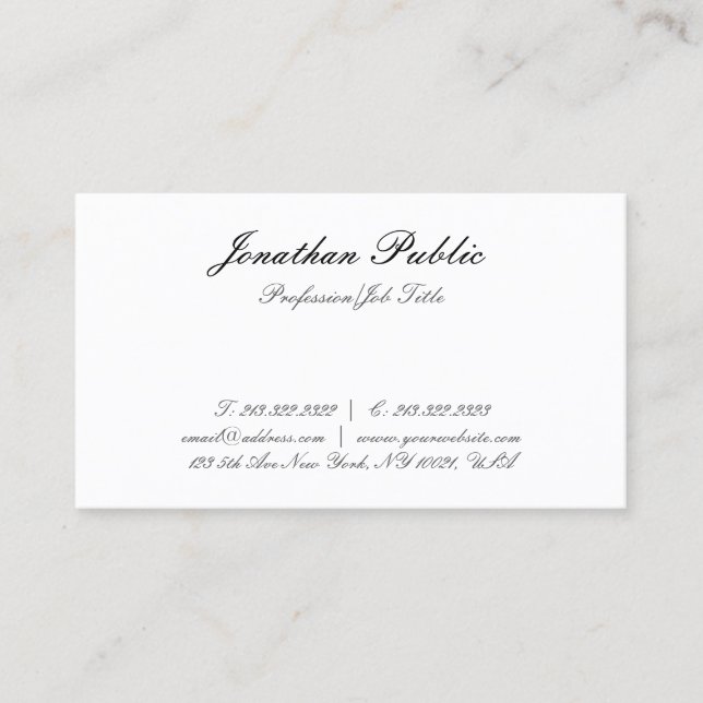 Elegant Hand Script Text Minimalist Modern Simple Business Card (Front)