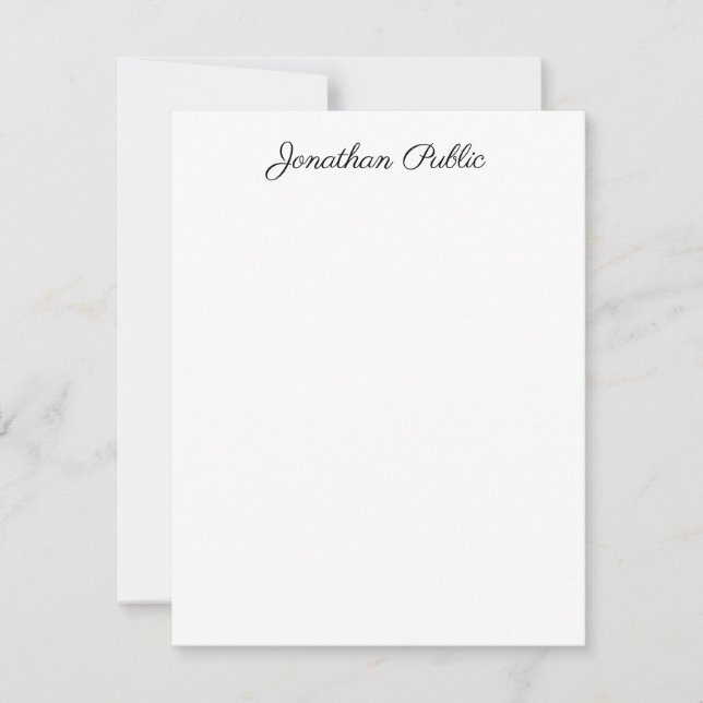Elegant Hand Script Text Vertical Personalized Top Card (Front)