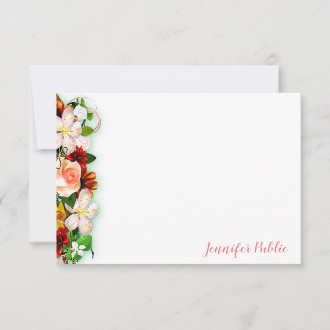 Elegant Hand Script Watercolor Floral Colourful Card (Front)