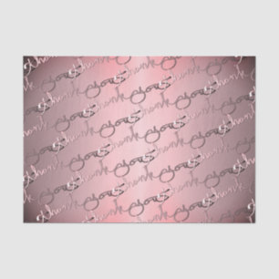 Elegant Hand-written "Thank yous" Silver Pink Tissue Paper