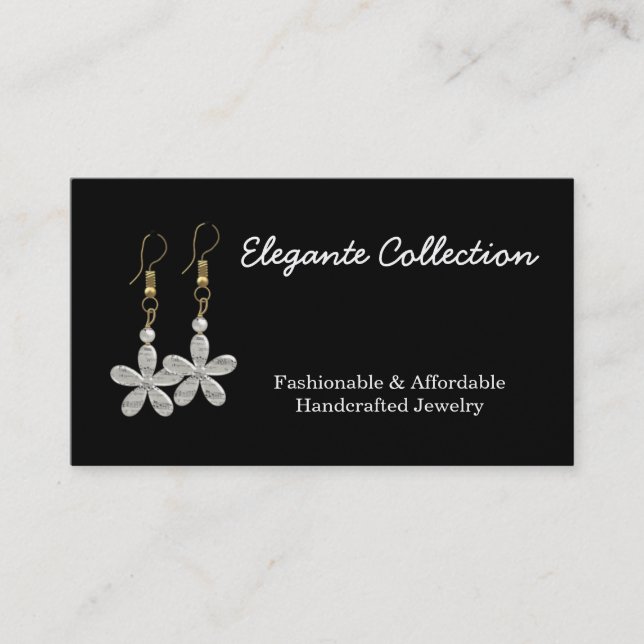 elegant handcrafted Jewellery maker Business Cards (Front)