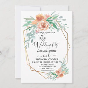 Elegant handmade watercolor floral  invitation