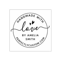 Elegant handmade with love by your name rubber sta