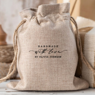 Elegant Handmade with Love Script Personalized  Rubber Stamp