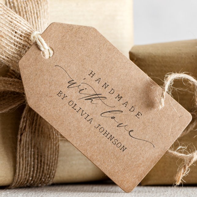 Elegant Handmade with Love Script Personalized  Self-inking Stamp (Creator Uploaded)