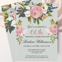 Elegant Handpainted Floral 60th Birthday Party 