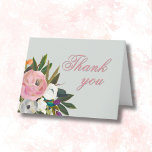 Elegant Handpainted Floral 90th Birthday Party  Thank You Card<br><div class="desc">Conclude this special 90th birthday celebration in a elegant style with this beautifully hand painted thank you card with colourful yet gentle flowers -- leading with blush pink and greenery, yet adding interesting other touches of colour. The text can be personalized for your party including the guest of honour's age....</div>