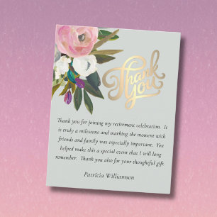 Elegant Handpainted Floral Budget Retirement Thank You Card
