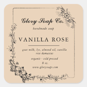 elegant handsketched floral soap bar sticker
