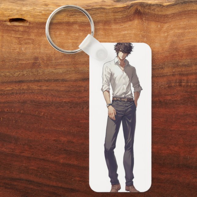 Elegant Handsome Anime Man Keychain (Front)