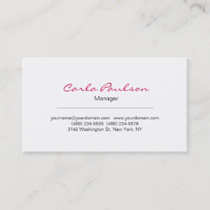 Elegant Handwriting Carmine White Business Card