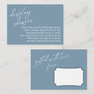 Elegant Handwriting Display Shower Dusty Blue Enclosure Card