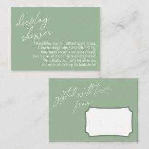 Elegant Handwriting Display Shower Sage Green Enclosure Card