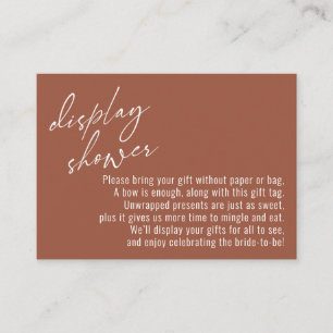 Elegant Handwriting Display Shower Terracotta Enclosure Card