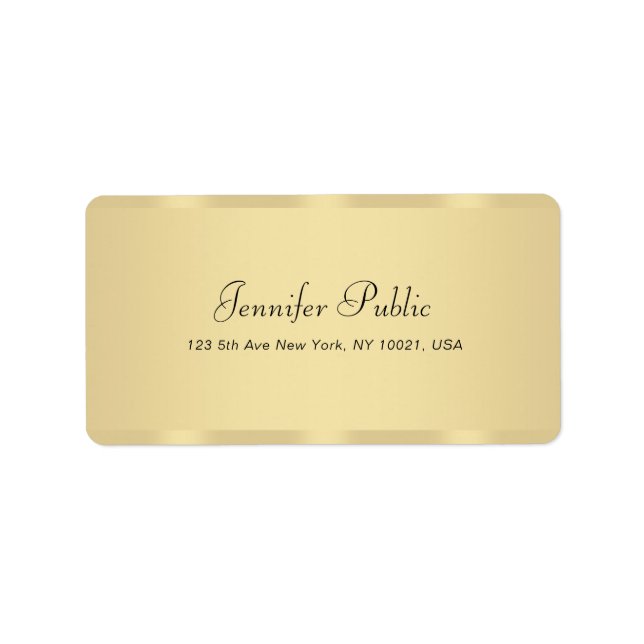 Elegant Handwriting Modern Hand Script Faux Gold Label (Front)