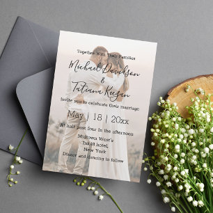 elegant handwriting modern wedding photo invitation