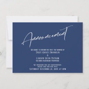 Elegant Handwriting Navy Postponement Announcement