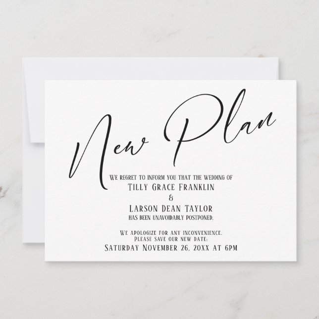 Elegant Handwriting New Plan Simple Announcement (Front)