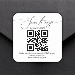 elegant handwriting rsvp qr code wedding   square sticker<br><div class="desc">modern minimalist handwriting rsvp qr code wedding  sticker</div>