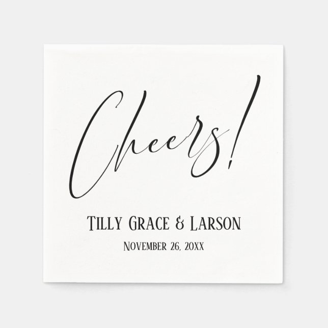 Elegant Handwriting Script Typography Cheers! Napkin (Front)