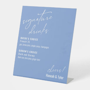 Elegant Handwriting Signature Drinks Periwinkle Pedestal Sign