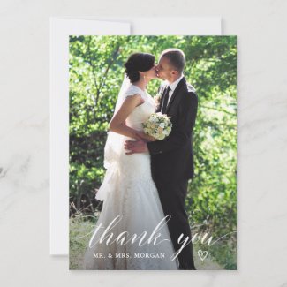 Elegant Handwriting Wedding Photo Thank You