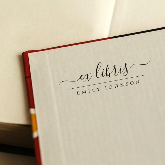 Elegant Handwritten Ex Libris Script Custom Name Self-inking Stamp (Creator Uploaded)