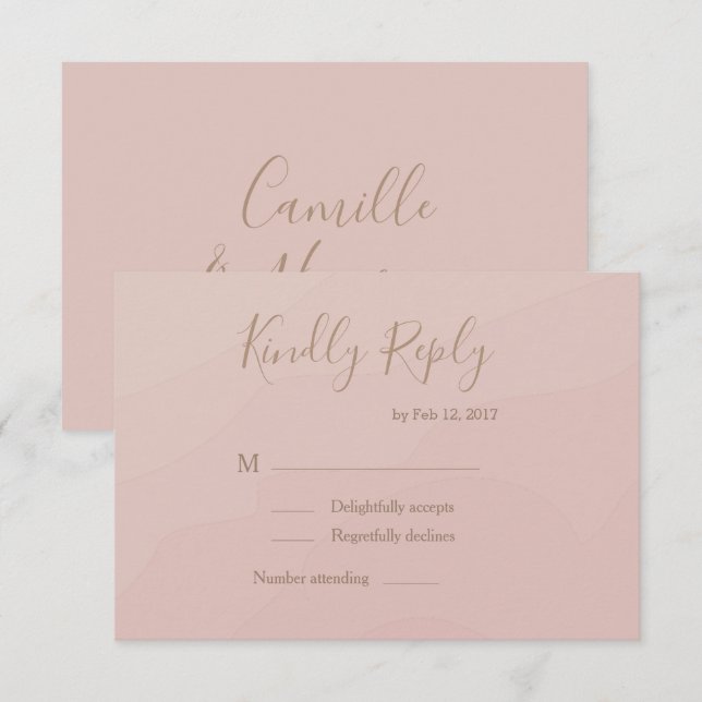 Elegant handwritten font blush watercolor RSVP Invitation (Front/Back)