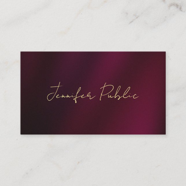 Elegant Handwritten Gold Text Script Luxurious Business Card (Front)