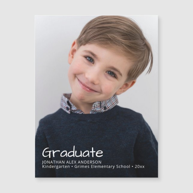 Elegant Handwritten Graduation Photo Magnet (Front)