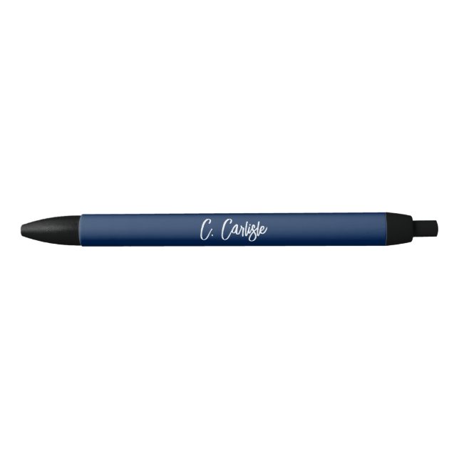 Elegant Handwritten Modern Script Personalized Black Ink Pen (Front)