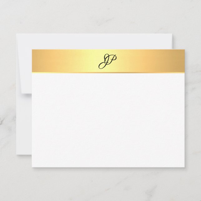 Elegant Handwritten Monogram Script Gold Modern Card (Front)