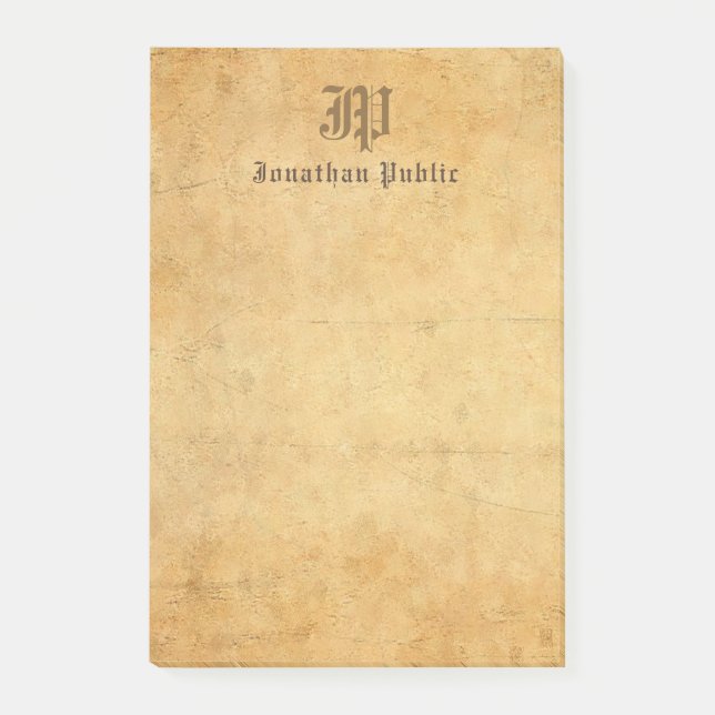 Elegant Handwritten Monogram Vintage Template Post-it Notes (Front)